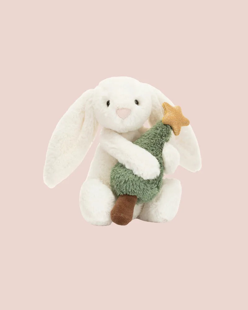 Jellycat Bashful Bunny with Christmas Tree