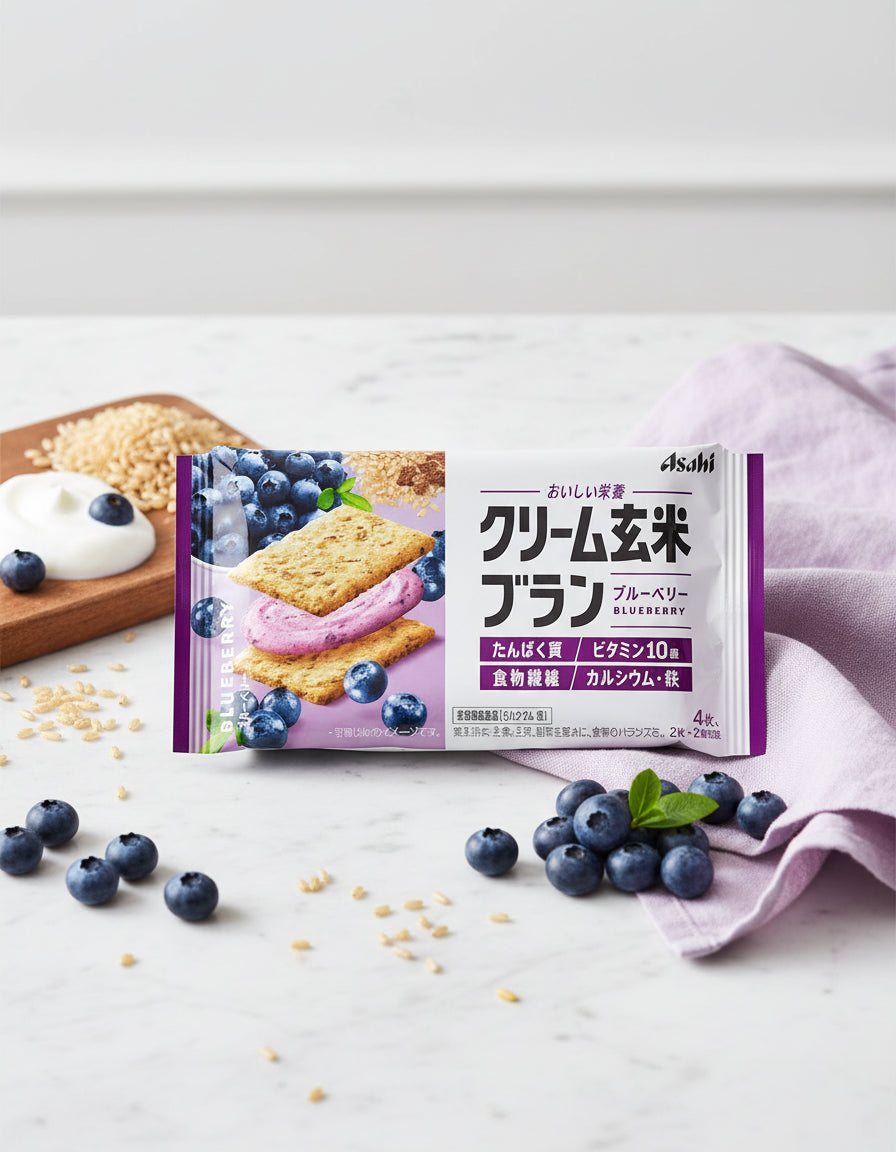 Asahi Brown Rice Bran Blueberry Cream Biscuit - Unique Bunny