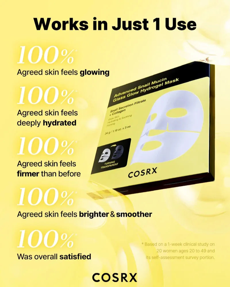 COSRX Advanced Snail Mucin Glass Glow Hydrogel Mask - Unique Bunny