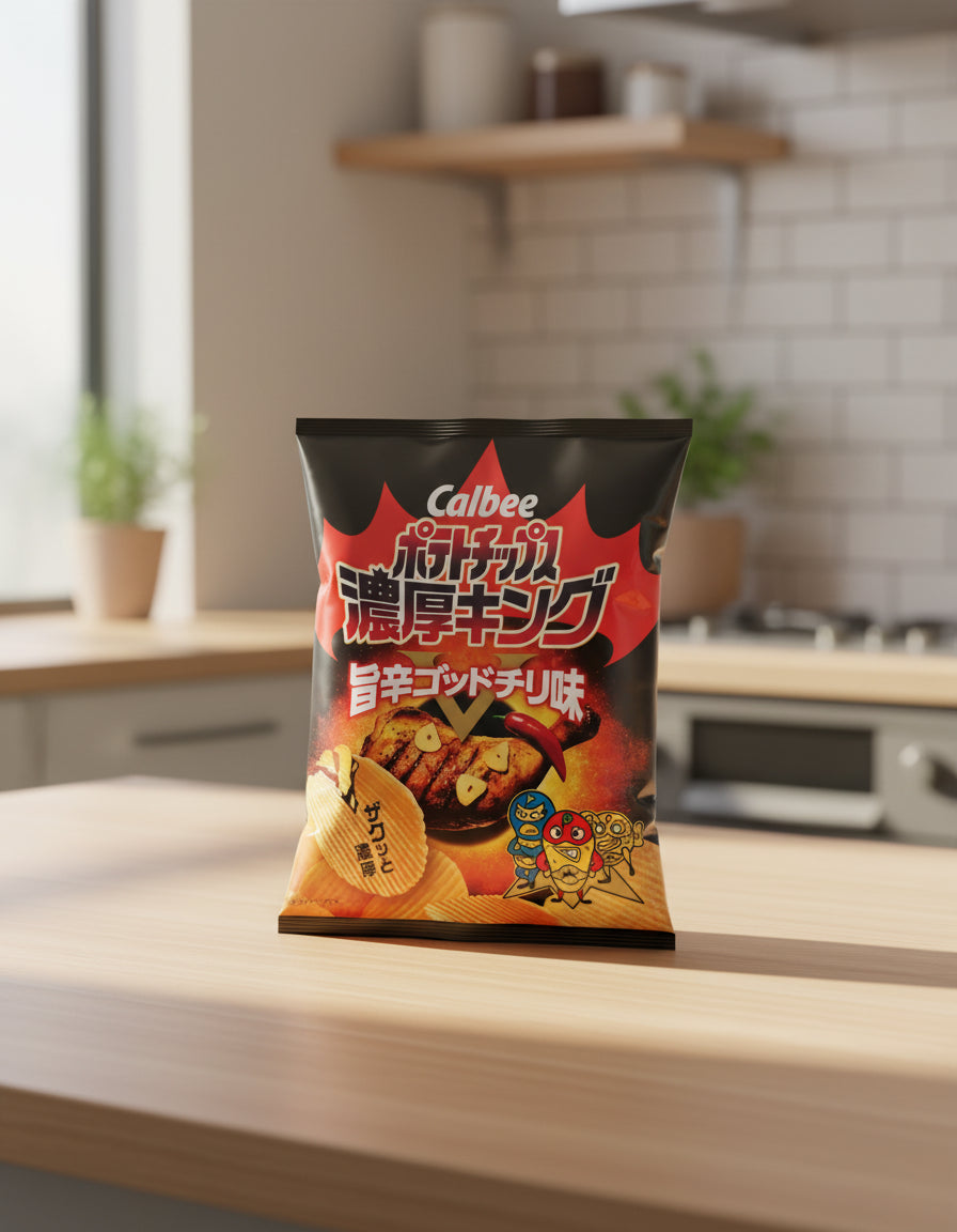 Calbee Rich King Delicious Spicy Chilli Chips - Unique Bunny