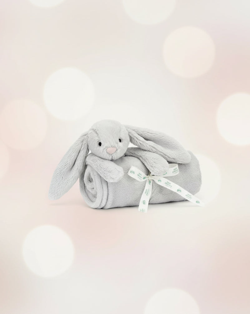 Jellycat Bashful Bunny Blankie Silver -Unique Bunny