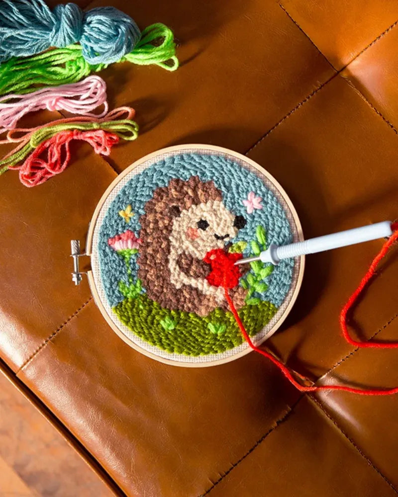 Kikkerland Hedgehog Punch Needle Kit - Unique Bunny
