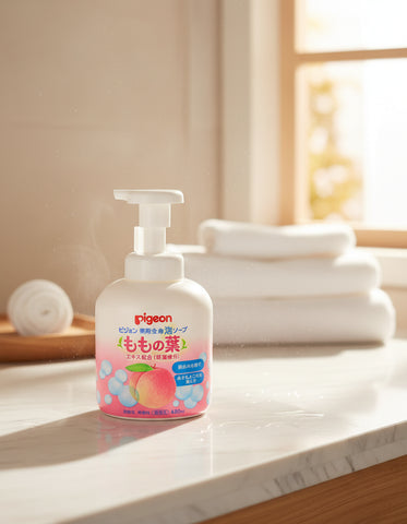 Pigeon Peach Leaf Baby Body Foam Soap - Unique Bunny