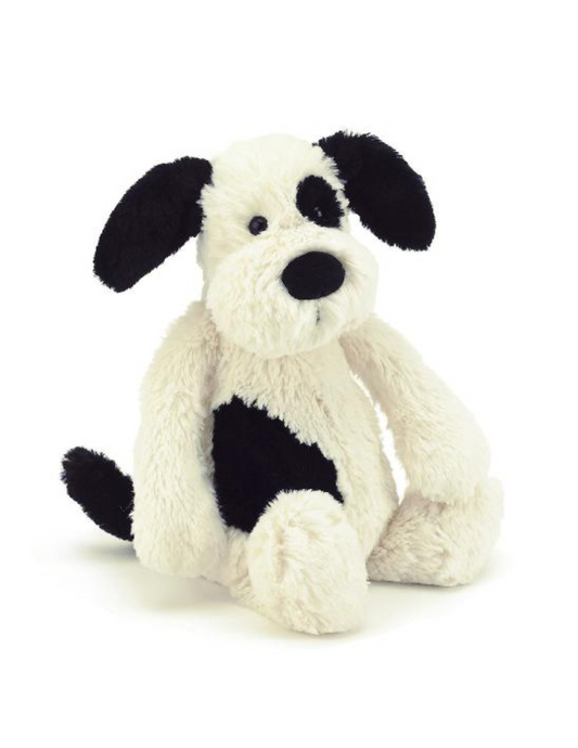 Jellycat Bashful Black & Cream Puppy | Medium - Unique Bunny