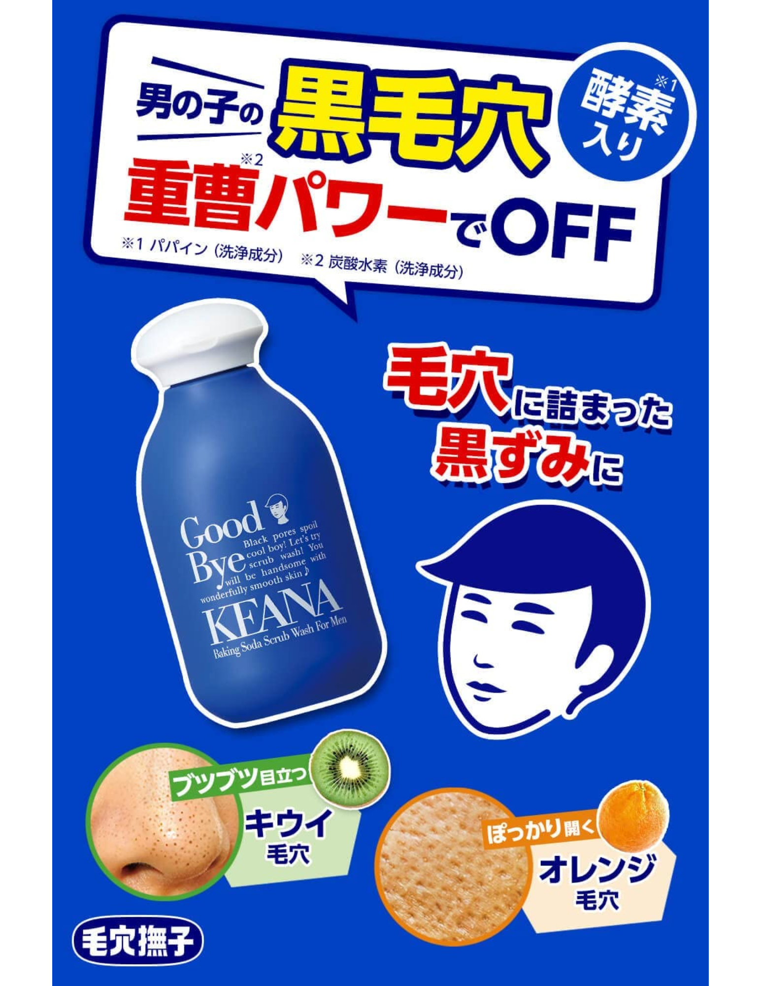 Ishizawa Lab Keana Nadeshiko Baking Soda Scrub Wash for Men - Unique Bunny